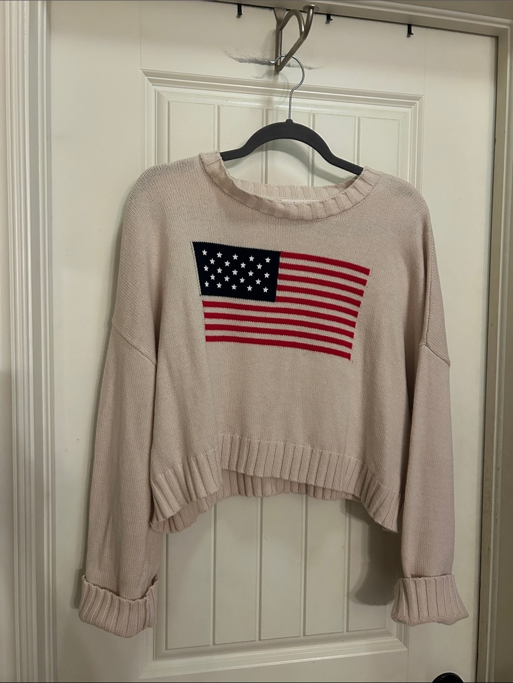 American flag moon & madison Beige Crewneck - large
